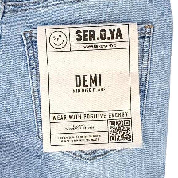 Ser.o.ya Demi Mid Rise Flare Jean in Coastline Light Wash Two Tone Denim - Picture 9 of 14